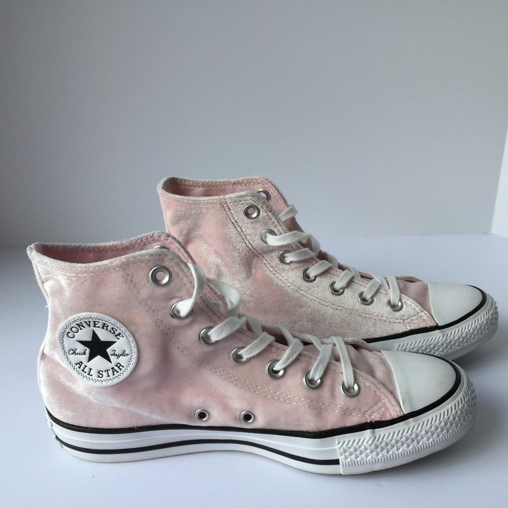 Converse Pink Velvet High Tops Womens size 8